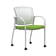 Union & Scale Workplace2.0™ Fabric Guest Chair, Pear, Integrated Lumbar, Fixed Arms, Stationary Seat