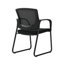 Union & Scale Workplace2.0™ Guest Chair, Black Vinyl, Integrated Lumbar, Fixed Arms, Stationary Seat