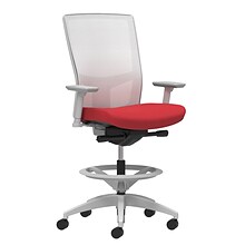 Union & Scale Workplace2.0™ Fabric Stool, Cherry, Integrated Lumbar, Height/Width Adjustable Arms, S