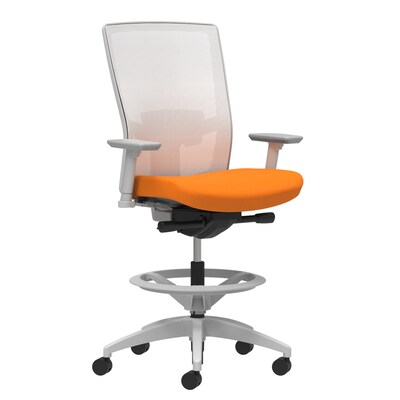 Union & Scale Workplace2.0™ Fabric Stool, Apricot, Adjustable Lumbar, 2D Arms, Synchro-Tilt (53765)