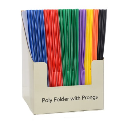Inkology 2 Pocket Poly Portfolios with Prongs, Assorted, 11.75" x 9.5", 48 Pack (3618)