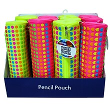 Inkology Puff Print Round Pencil Pouch, Assorted, 6 Pack (4288)