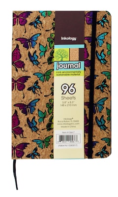 Inkology Cork Journal, 5.8 x 8.3, College Ruled, Multicolor, 6/Pack (INK-5636-06)
