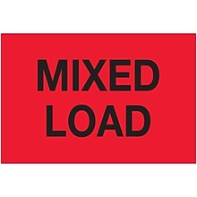 Tape Logic Labels, Mixed Load, 2 x 3, Fluorescent Red, 500/Roll (DL1624)