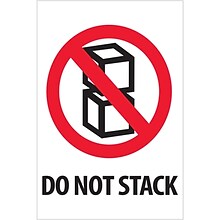 Tape Logic Labels, Do Not Stack, 4 x 6, Red/White/Black, 500/Roll (IPM502)