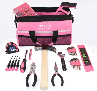 Apollo Tools Household Tool Kit in a Soft-Sided Tool Bag Pink, 201 Piece (DT0020P)
