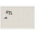 U Brands Linen Bulletin Board, 23 x 17, White Décor Frame