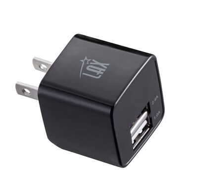 LAX Dual USB Port Wall Charger 2.4A for Smartphones, Black (LAX2PORTWALLWHT)