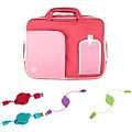 Vangoddy Office Business Travel Laptop Case up to 14 inch laptop + 4x MicroUSB Charging Cables, Pink