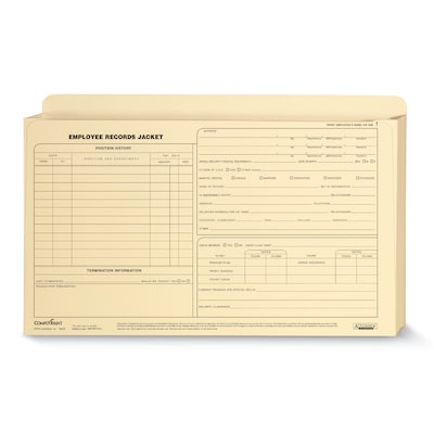 ComplyRight Expanded Employee Records File Jacket, 1 Expansion, Legal Size, Manila, 25/Each (A5010)