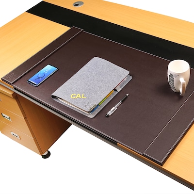 SUM Anti-Slip Wood Desk Pad with Side Rail, 34.5 x 24, Brown (OSCDPD001)