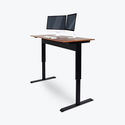 Luxor Furniture 48" Pneumatic Adjustable Desk, Teak Top (SPN48F-BK/TK)