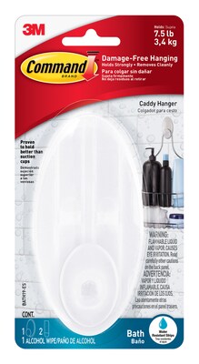 Command Caddy Hanger, White, 1 Caddy Hanger, 2 Large Strips/Pack (BATH19-ES)