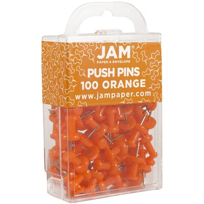 JAM Paper Pushpins, Orange, 2 Packs of 100 (222419052A)