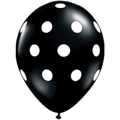 JAM Paper® Party Balloons, 12 Inch Latex Balloons, Black Polka Dot, 36/Pack (377834396A)