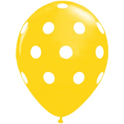 JAM Paper® Party Balloons, 12 Inch Latex Balloons, Yellow Polka Dot, 36/Pack (377834393A)