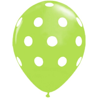 JAM Paper® Party Balloons, 12 Inch Latex Balloons, Lime Green Polka Dot, 36/Pack (377834392A)