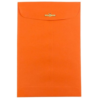 JAM Paper Open End Catalog Envelopes with Clasp Closure, 6" x 9", Orange Recycled, 50/Pack (V0128127I)