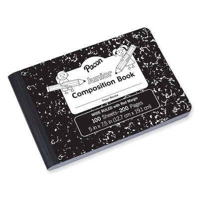 Pacon Junior 1-Subject Composition Notebooks, 5 x 7, Wide Ruled, 100 Sheets, Black, 12/Bundle (PAC