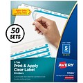 Avery Index Maker Paper Dividers with Print & Apply Label Sheets, 5 Tabs, White, 50 Sets/Pack (11556