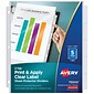 Avery Index Maker Standard Weight Sheet Protector Plastic Dividers, 5-Tab, 8-1/2" x 11", Clear (75500)