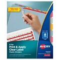 Avery Index Maker Print & Apply Label Dividers, 8-Tab, Translucent Assorted, Set (11433)