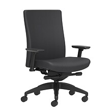 Union & Scale Workplace2.0™ Task Chair Upholstered 2D, Adjustable Arms, Carbon Vinyl Synchro Tilt Se