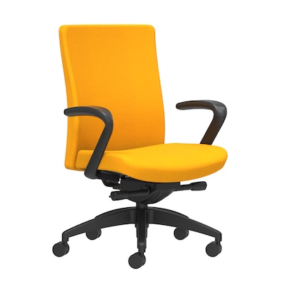 Union & Scale Workplace2.0™ Task Chair Upholstered, Fixed Arms, Goldenrod Fabric, Synchro Tilt Seat
