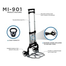 Mount-It! Folding Hand Truck and Dolly, 165 lbs., Silver/Black (MI-901)