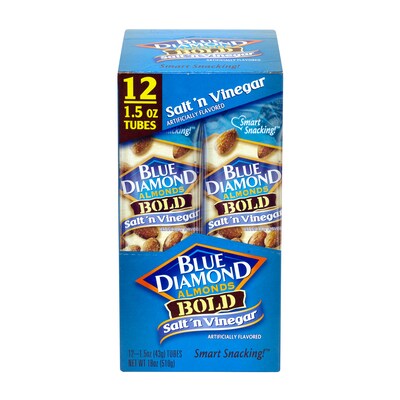 Blue Diamond Bold Salt n' Vinegar Almonds, 1.5 oz., 12 Bags/Pack (209-02632)