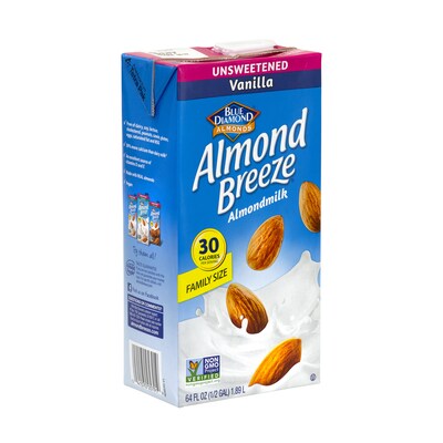 Blue Diamond Almond Breeze Unsweetened Vanilla Almondmilk, 64 fl. oz., 2/Pack (307-00081)