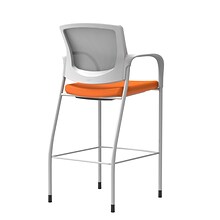 Union & Scale Workplace2.0™ Bistro Height Stool Fog Mesh, Fixed Arms, Apricot Fabric (54245)