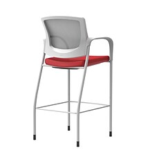 Union & Scale Workplace2.0™ Bistro Height Stool Fog Mesh, Fixed Arms, Cherry Fabric (54246)