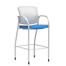 Union & Scale Workplace2.0™ Bistro Height Stool Fog Mesh, Fixed Arms, Cobalt Fabric (54247)