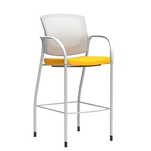 Union & Scale Workplace2.0™ Bistro Height Stool Fog Mesh, Fixed Arms, Goldenrod Fabric (54248)