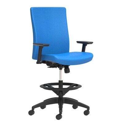 Union & Scale Workplace2.0™ Stool Upholstered 2D, Adjustable Arms, Cobalt Fabric, Limited Synchro Ti