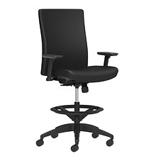Union & Scale Workplace2.0™ Stool Upholstered 2D, Adjustable Arms, Black Fabric, Limited Synchro Til