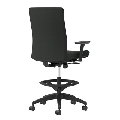 Union & Scale Workplace2.0™ Stool Upholstered 2D, Adjustable Arms, Iron Ore Fabric, Limited Synchro