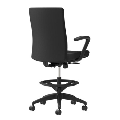 Union & Scale Workplace2.0™ Stool Upholstered, Fixed Arms, Black Fabric, Limited Synchro Tilt (54220