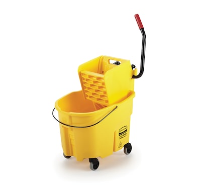 Rubbermaid WaveBrake 2.0 Janitorial Side-Press Bucket and Wringer, 35 Quart , Yellow (FG758088YEL)