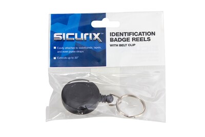 Sicurix Standard ID Badge Reel Round Belt Clip, Black (BAU68874)