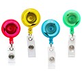 Sicurix Translucent ID Badge Reels Round Belt Clip, Assorted Colors (BAU68894)