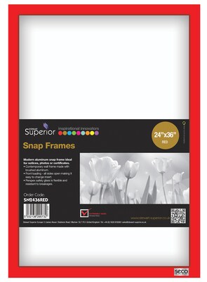 Seco Snap Frame Poster Holder, 24 x 36, Red Aluminum (SN2436)