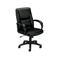 HON High-Back Executive Chair, Center-Tilt, Fixed Arms, Black SofThread Leather (BSXVL161SB11)