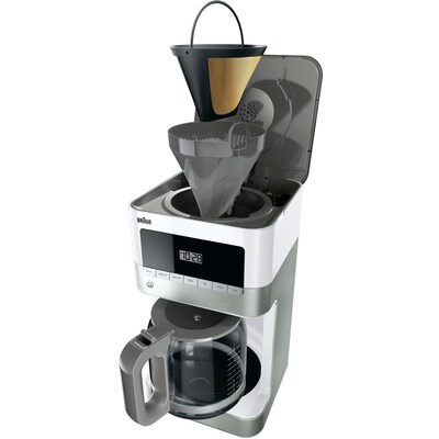 BRAUN BrewSense 12 Cups Automatic Drip Coffee Maker, White (KF6050 WH)