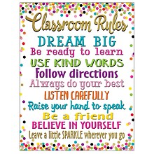 Teacher Created Resources Confetti Classroom Rules Chart, 22 x 17, Pack of 12 (TCR7553)