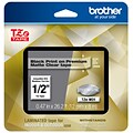 Brother P-touch TZe-M31 Laminated Premium Label Maker Tape, 1/2 x 26-2/10, Black on Matte Clear (T