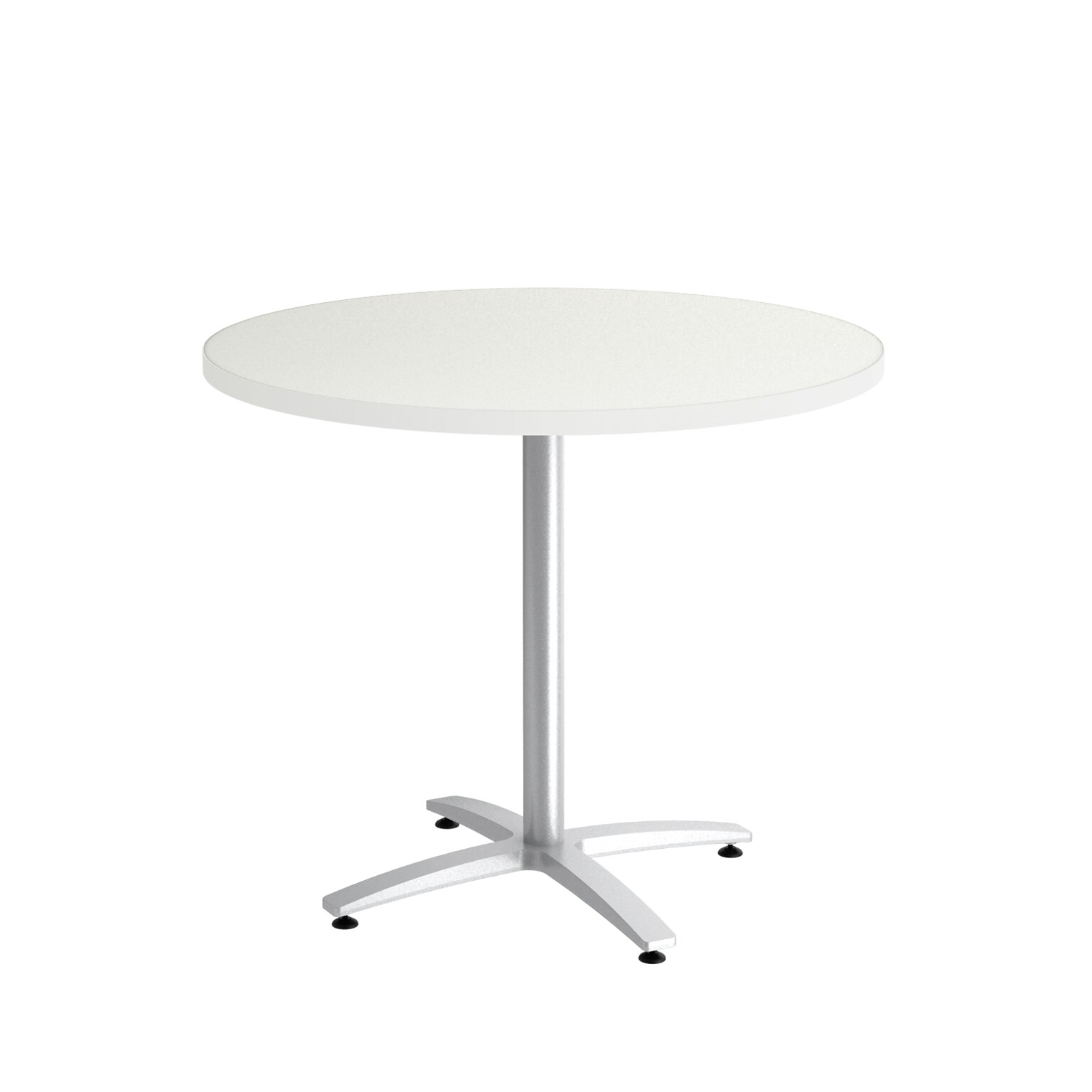 Union & Scale™ Workplace2.0™ Multipurpose 36 Round Silver Mesh Laminate Seated Height Silver Base Table (54785)