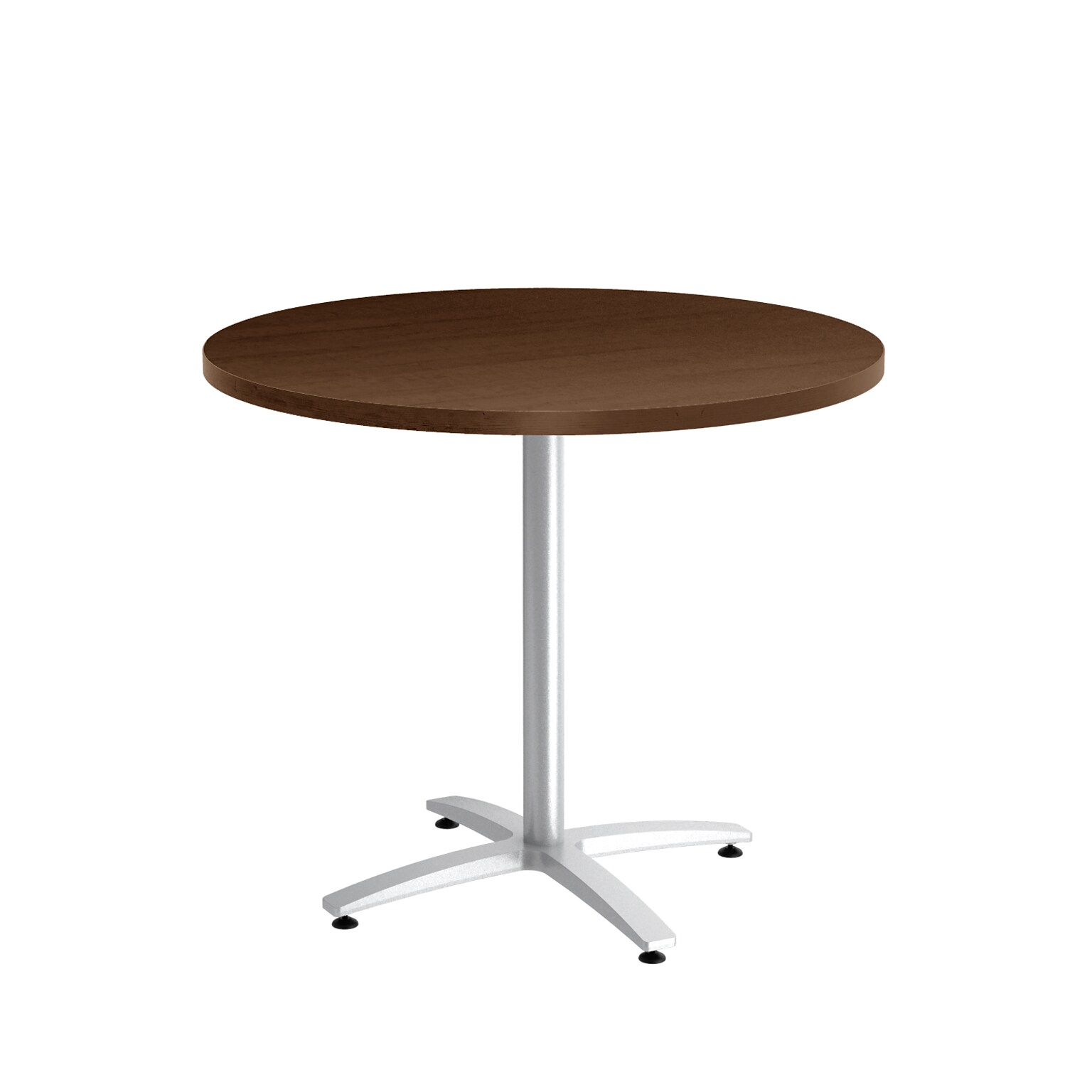 Union & Scale Workplace2.0™ Multipurpose 36 Round Shaker Cherry Laminate Seated Height Silver Base Table (54791)
