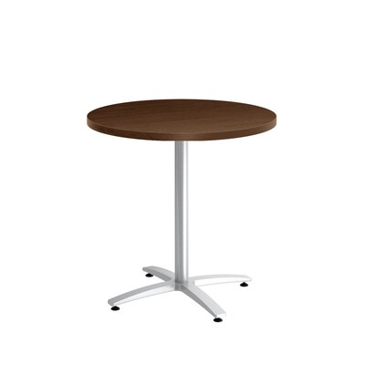 Union & Scale Workplace2.0™ Multipurpose 30 Round Shaker Cherry Laminate Seated Height Silver Base